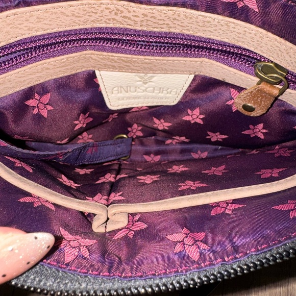 Anuschka Hand Painted Leather Crossbody Clutch Floral Tropical Boho Art - Picture 10 of 12